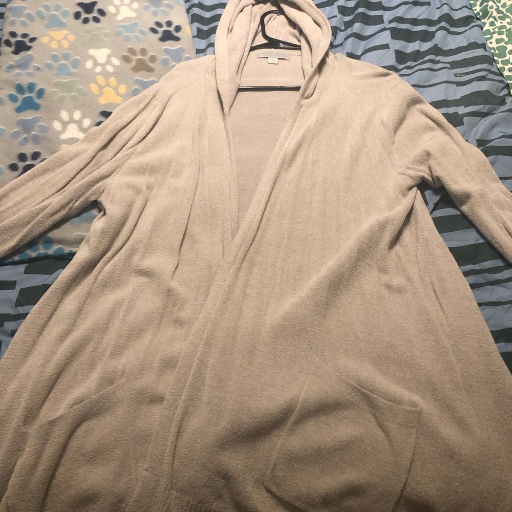 Barefoot dreams cozy chic ultralight cream hooded Women's Sweater